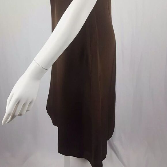 J. Crew Size 4 Brown Silk Tricotine Robin Short Dress Formal Crisscross Straps - Picture 7 of 10